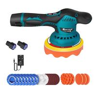 Cordless Car Buffer Polisher, Polisher with 2Pcs 12V Lithium Rechargeable Batteries Polisher with 8 Variable Speed, Portable Polisher with Polishing Pads Kit for Waxing