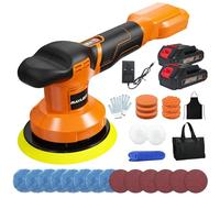 Cordless Car Buffer Polisher with 2*21V 2.0Ah Batteries, 6 inch Car Polishing Kit, Variable Speeds 2000-4500RPM Orbital Polisher, with 26pcs Polishing Accessories, for Auto Detailing Polishing Waxing