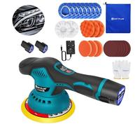 Cordless Car Buffer Polisher with 8 Variable Speed, 2800-5500 RPM Portable Polishing Waxer Machine Kit for Auto Sanding Polishing, 2pcs 12V/2.0Ah Lithium Rechargeable Battery, Gloves