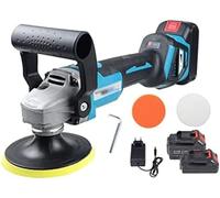 Cordless Car Polisher, 6 Speeds Adjustment 12000PRM Cordless Brushless Polisher 125mm Car Waxing Electric Polishing Machine for 18V Battery,2.0ah Battery1 and Charger Kit2,Picturesque234