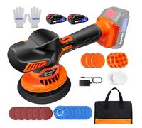 Cordless Car Polisher and Buffer, 6-Inch Kit with 2X 21V Batteries, 6-Speed Settings 2800-5500 RPM, 24PCS Pads & Attachments, for Auto Detailing, Scratch Removal, Waxing