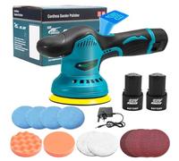 Cordless Car Polisher & Sander Machine with 2 Batteries, 8 Variable Speed, 2800-5500 RPM Rotary Buffer Polisher Kit for Auto Detailing & Furniture Polishing