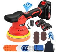Cordless Car Polishers and Buffers with 2x21V Batteries, 6IN Car Buffer Polisher Machine with 8 Variable Speed Max 6000RPM & 21 PCS Attachments, Car Polishing Kit for Waxing,Polishing,Scratch Removing