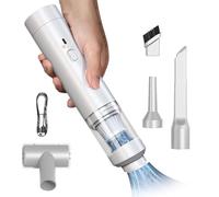 Cordless Car Vacuum, White, Plastic, High Power, Multi-stage Cyclone Separation, Long Battery Life, Portable, 19000Pa, 200W, USB Rechargeable, Pet Hair, Car, Home
