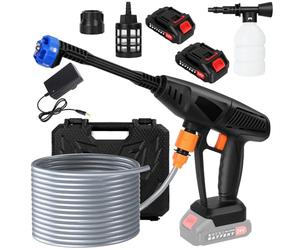 Cordless Car Wash Pressure Washer, 24V Portable Power Washers with 2 x 1.5Ah Batteries, Mini Power Washers with 6 Nozzles, 240L/H Flow Rate for Cars/Fences/Patio/Driveway/Deck Black