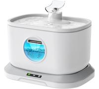 Cordless Cat Water Fountain, Wireless Pet Water Fountain for Cats Indoor with 7-Layer Large Filter, 2.6L/88oz 5000mah Battery Operated Water Fountains, BPA-Free Cat Fountain, Easy to Clean (White)