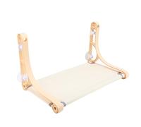 Cordless Cat Window Perch, Cat Hammock with 4 Suction Cups, Sturdy PP Frame Strong Load Bearing 49.6 lbs, Spacious Canvas Window Seat for Indoor Cats Sunbathing and (Beige)