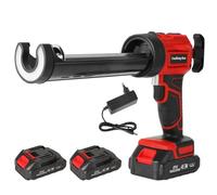 Cordless Caulking Gun 18V, 4-Speed Electric Mastic Gun with 2X 1500mAh Batteries & Charger, Automatic Anti-Drip Sealant Gun with 450LM LED Light, Fits 300ml/10oz Cartridges for Window, Door & Shower