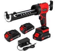 Cordless Caulking Gun, 20V Electric Silicone Sealant Gun with 2X 2.0Ah Batteries & Fast Charger, 2000Nm Dispense Force, 4 Adjustable Speeds, Built-in LED Light, 360° Rotatable for Window Sink Floor
