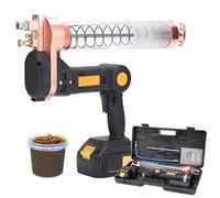 Cordless Caulking Gun Electric Grease Kit, Battery Powered with Flexible Hose & Coupler, Includes 2 Batteries & Charger, Angle Adjustable for Trailers, Agriculture, Marine