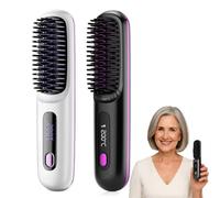 Cordless Ceramic Heated Hair Straightening Comb, Gobrush Pro Portable Straightener Brush, Go Brush Pro UK Cordless Hair Straightener Brush (Purple+White)