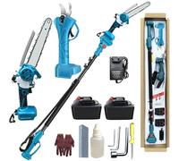 Cordless Chainsaw Electric Pruning Shears with 2 Batteries and Charger, 8 inch Pole Saw for Tree Branch Trimming and Cutting