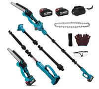 Cordless Chainsaw with 2x4.0Ah Batteries, 2 in 1 Mini 8 inch Brushless Chainsaw with 2M Extension Pole, Extendable up to 4.5m for Pruning, Branch Cutting and Garden Maintenance