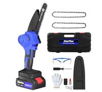 Cordless Chainsaw with Battery and Charger, 6 Inch Battery Saws Handheld Mini Electric Chainsaw with 600W Brushless Motor, 2 Chains, 2x1.5Ah Batteries