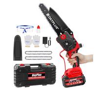 Cordless Chainsaws 8 Inch Mini Wood Saw Portable One-Handed Electric Chainsaw for Wood Cutting Tree Trimming Gardening, Auto-Oil System, 2 Batteries 2 Chains and Storage Case Included