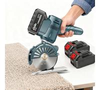 Cordless Circular Fabric Cutter with Automatic Sharpening, 21V Electric Cloth Leather Carpet Cutting Machine, 35mm/45mm Capacity, 2 Batteries DC126-2000mAh