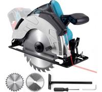 Cordless Circular Saw 185mm Compatible with Makita 18V - Brushless Circular Saw with Integrated Laser Guide, 5000 RPM, 0-45° Bevel Cut, Includes 24T and 40T Blades (Without Battery)