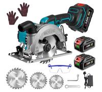 Cordless Circular Saw - Brushless Battery Circular Saw, Cutting Depth 48 mm, 0-45° Cutting Angle, with 3 Saw Blades, 2 * 4.0AH, 3600 RPM for Cutting Wood/Tile/Plastic Cutting