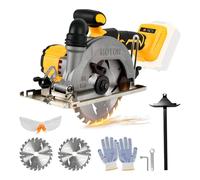 Cordless Circular Saw Compatible with Dewalt 18V 20V, 6200RPM Brushless Circular Saw with 2 150MM Blades, Cutting Depth & Angle 50mm(90°)-33mm(45°) for Wood Soft Metal Plastic (No Battery)