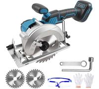 Cordless Circular Saw Compatible with Makita 18V Battery - Mini Circular Saw with Brushless Motor(6200 RPM), 2 Blades (140mm), 0-45° Bevel & 0-49mm Depth Cut for Wood,Thin Metal(Without Battery)