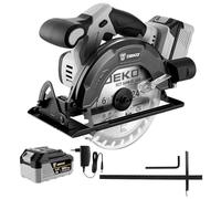Cordless Circular Saw: DEKOPRO 20V Circular Saw, 4500RPM, with 165mm Blade, 55mm(90°), 33mm(45°) Cutting Depth, LED Light, Includes 4.0Ah Battery and Charger for Cutting Wood and DIY Projects