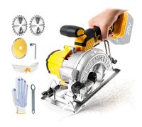 Cordless Circular Saw for Dewalt 18V Battery, 6200RPM Professional 5" Brushless Circular Saw with 3 Blades, 0-45° Cutting Angle for Wood Plastic Tile Cut (No Battery)