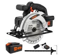 Cordless Circular Saw with 4.0Ah Lithium-Ion Battery TEENO,4000RPM Electric Circular Saw with Electric Brake,Adjustable Cutting Depth and Angle,Max38mm (45°),54mm (90°) (Two Batteries)