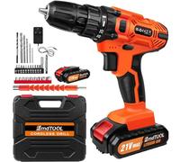 Cordless Combi Drill Driver Set, 21V Cordless Drill with 1.5Ah Battery and Charger, 25+1 Torque 45N.m 2 Speed Electric Screwdriver Cordless Power Drill, 3/8" Chuck, LED Light, 29 Pieces Accessory Set