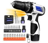Cordless Combi Drill Electric Screwdriver Rechargeable Battery Handheld 2-Speed 16.8V Power Tool, Fast Charger, with Rechargeable 1500 mAh 2PCS Batteries