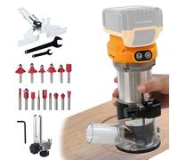 Cordless Compact Router for Dewalt 18-21V Battery, 800W Brushless Handheld Palm Routers for Woodworking Hand Edge Trimmer, 30000 RPM Brushless Motor with 15pcs 1/4" Shank Router Bits