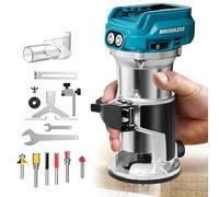 Cordless Compact Router for Makita 18V Battery (Bare Tool), 6 Variable Speeds Router Tool for Woodworking, 800W 30,000 RPM Fixed Base Wood Router with Trim Router Bits, Edge & Roller Guide, Dust Hood