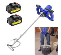 Cordless Concrete Cement Mixer 850W Electric Paddle Mixer Adjustable 6 Speed Handheld Plaster Grout Paint Thinset Mortar Paddle Mixer Drill Mixer Stirring Tool (Includes 2X 21V Batteries and Charger)