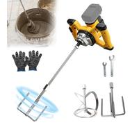 Cordless Concrete Mixer Compatible with Dewalt 20V Battery, Brushless Electric Paddle Mixer 6 Speed with 2 Stirring Rods for Mixing Fodder Mortar Paint Glue Putty, Max 680RPM(No Battery)