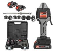 Cordless Crimping Tool - Battery Powered Electric Cable Lug Crimper Pliers with 6 Dies and Storage Box for Electrical Terminals