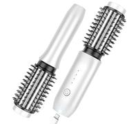 Cordless Curling Iron Brush, 2025 New Portable Travel Curling Iron Mini Brush for Women, 7000Mah USB Rechargeable Curling Wand with Negative Ion, White