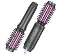 Cordless Curling Iron Brush, 2025 New Portable Travel Curling Iron Mini Brush for Women, 7000Mah USB Rechargeable Curling Wand with Negative Ion, Gray