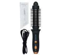 Cordless Curling Iron Brush - Portable Rechargeable Heated Hair Styler, Nylon Bristle Curling Wand | Compact Electric Round Brush, Small Heat Styling Tool For Home Use, Travel, Dorm Room, Business Tri