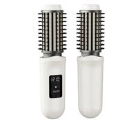 Cordless Curling Iron Brush,USB Rechargeable Portable Travel Mini Hair Curler,3 Temperatures | Fast Heating,2600mAh Wand with Negative Ion for Curl,Touch-Up,De-Frizz & Styling (White)