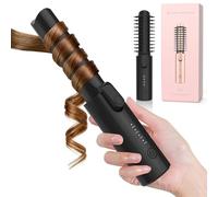 Cordless Curling Wand, Ceramic Curling Iron Hair Curler for Long & Medium Hair, 4 Heat Settings & 50min Cord-Free Travel Hair Curler with 10min Auto Off (Black)