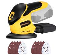 Cordless Detail Sander Compatible with DeWalt 20V Max Battery (Tool Only), 12,000 OPM, 10Pcs Sandpapers, Dust Bag for Woodworking, Tight Spaces Sanding, Polishing, Removing Paint (No Battery)