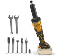 Cordless Die Grinder Compatible with Dewalt 20V Battery, Brushless Grinder with 6mm Carbide Burr 4 Variable Speeds, Max 24000 RPM for Rust Removal Grinding Polishing Deburring (Yellow+5 Drill)