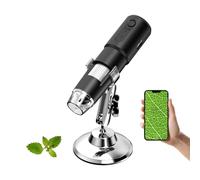 Cordless Digital Microscope, 1000x Magnification, Built in 8 LED Lights, Cordless Connection for Skin, Plant, Fabric Inspection, Compatible for for IOS for OS X