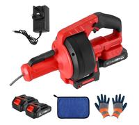 Cordless Drain Cleaner Electric Plumbing Snake, Ø9mm 7.6M Cleaning Spiral Forward/Reverse, Drain Clog Remover Pipe Cleaner for Toilet Sewerage, Bathtub, Kitchen Sink. (2 Batteries)