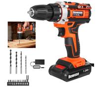Cordless Drill, 12-Volt Electric Screwdriver Drill 2 Variable Speed, LED Work Light,1x1.2Ah Battery, MAX 30NM with 16PCS Drill Bits Set DIY Tool for Home Drilling Wood/Metal