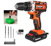 Cordless Drill, 12VElectric Screwdriver Drill 2 Variable Speed, LED Work Light,1.2 Ah Battery, MAX 30NM with 16PCS Drill Bits Set DIY Tool for Home Drilling Wood/Metal
