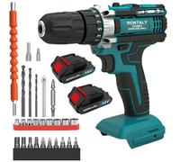 Cordless Drill, 21-Volt Electric Screwdriver Drill 2 Variable Speed, LED Work Light, MAX 2000 RPM with 26PCS Drill Bits Set DIY Tool for Home Drilling Wood/Metal (2 X 3.0 Ah Battery)