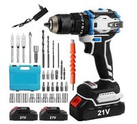Cordless Drill 21V,25+1 Gear Torque,Maximum Torque 70 Nm,2*Batteries,30*Accessories,3/8 Inch Chuck,Two Speed Settings,LED Lighting,for Home and Garden DIY Project