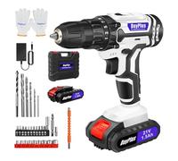 Cordless Drill 21V, 45Nm Electric Screwdriver Set, Powerful Drill bit Sets, 2 Variable Speed, 25+1 Torque, LED Work Light, with 29PCS Accessories and 2 Batteries 1.5Ah Combi Drill for Home DIY