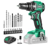 Cordless Drill Brushless, BETENST Electric Drills Set 21V with 2000mAh Battery, Power Drill 45N.m Max, 20+1 Torque, 2 Speed, LED Light, 20pcs Drills Set for Home, Garden DIY, Green
