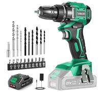 Cordless Drill Brushless, FEBOGER Electric Drills Set 21V with 2000mAh Battery, Power Drill 45N.m Max, 20+1 Torque, 2 Speed, LED Light, 20pcs Drills Set for Home, Garden DIY, Green